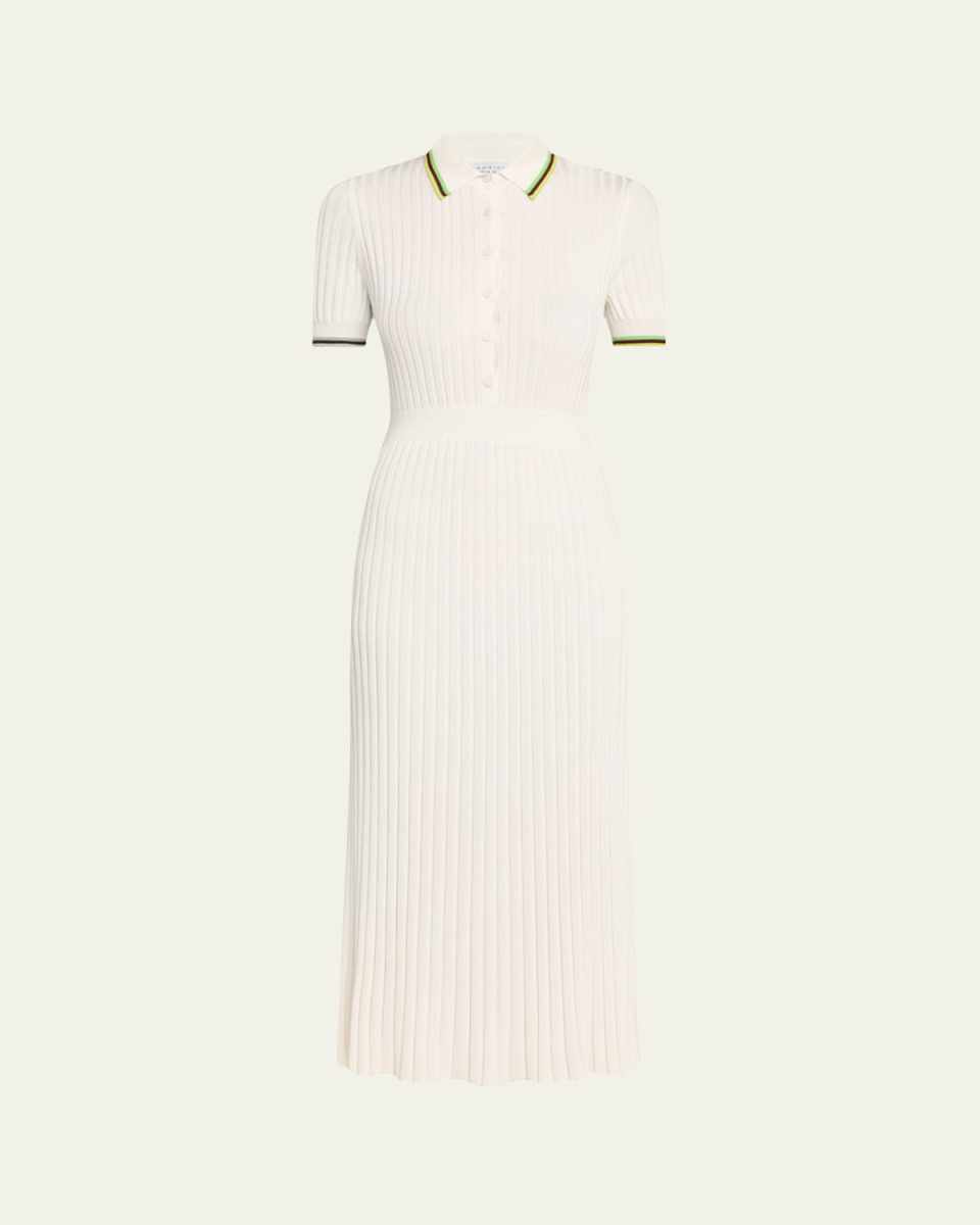 Eyot Short-Sleeve Rib Midi Polo Dress